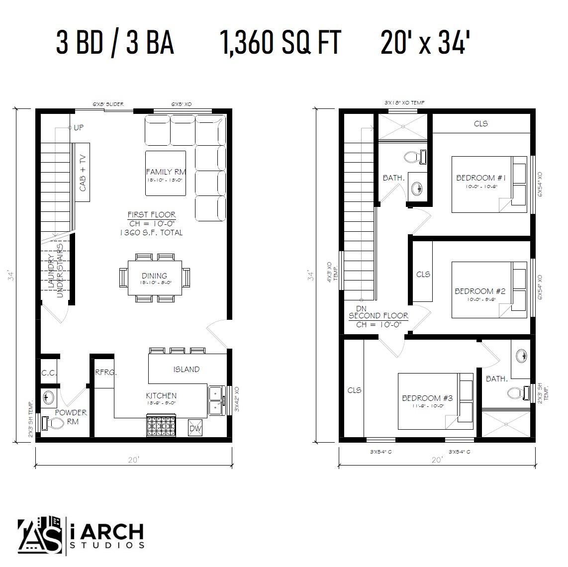 2-STORY ADU​ Floor Plan