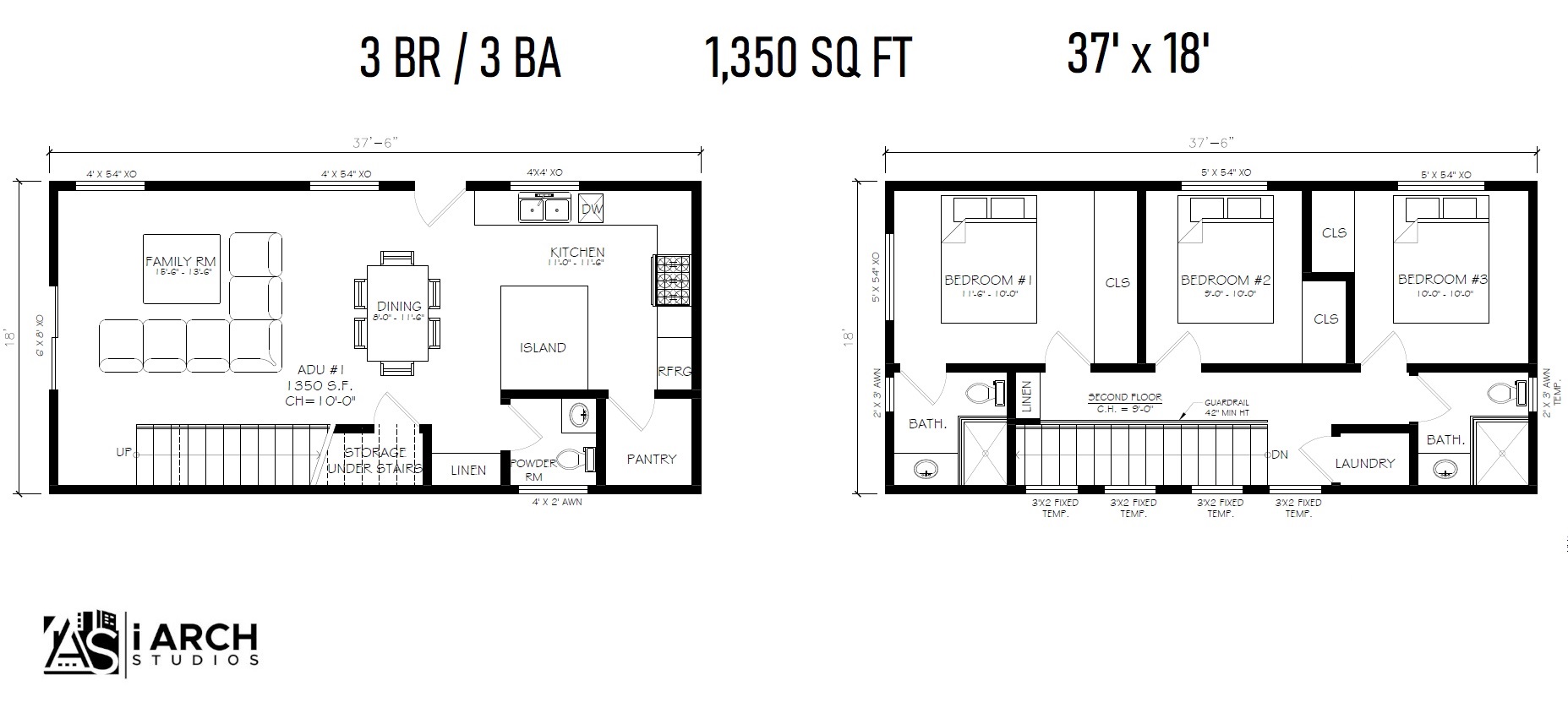 2-STORY ADU​ Floor Plan