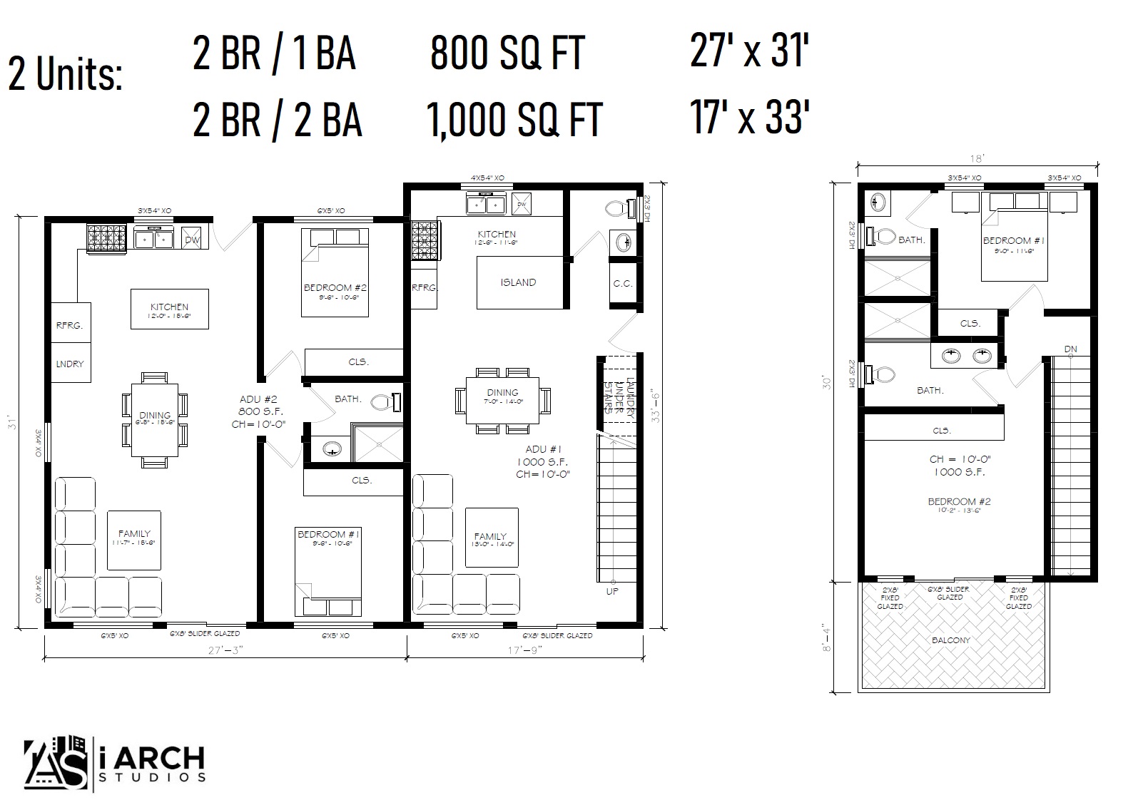 2BR / 1BA FLOOR PLAN ADU​