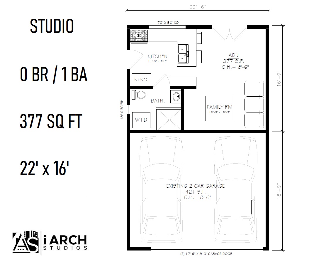 ADU ADDITION TO EXISTING GARAGE​ Floor Plan