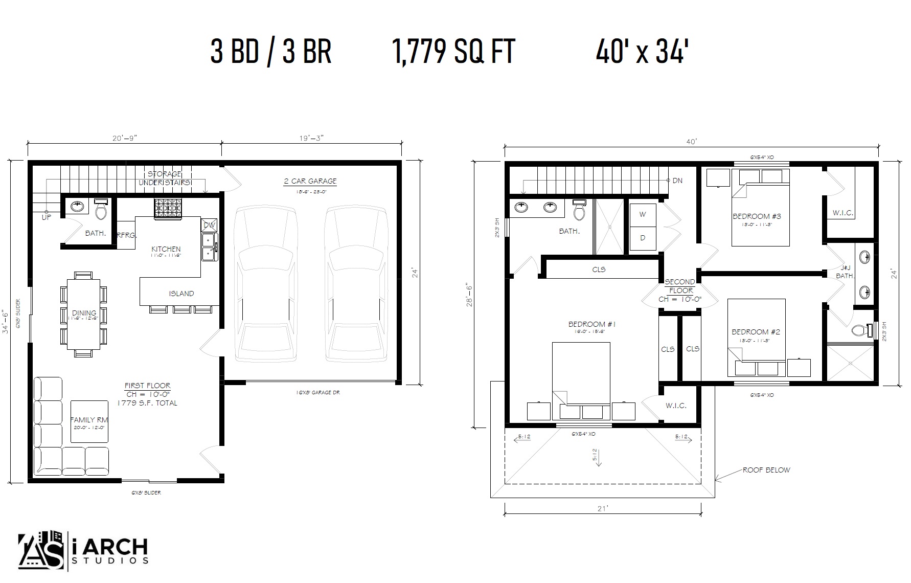 3BR / 3BA Adu Floor Plan