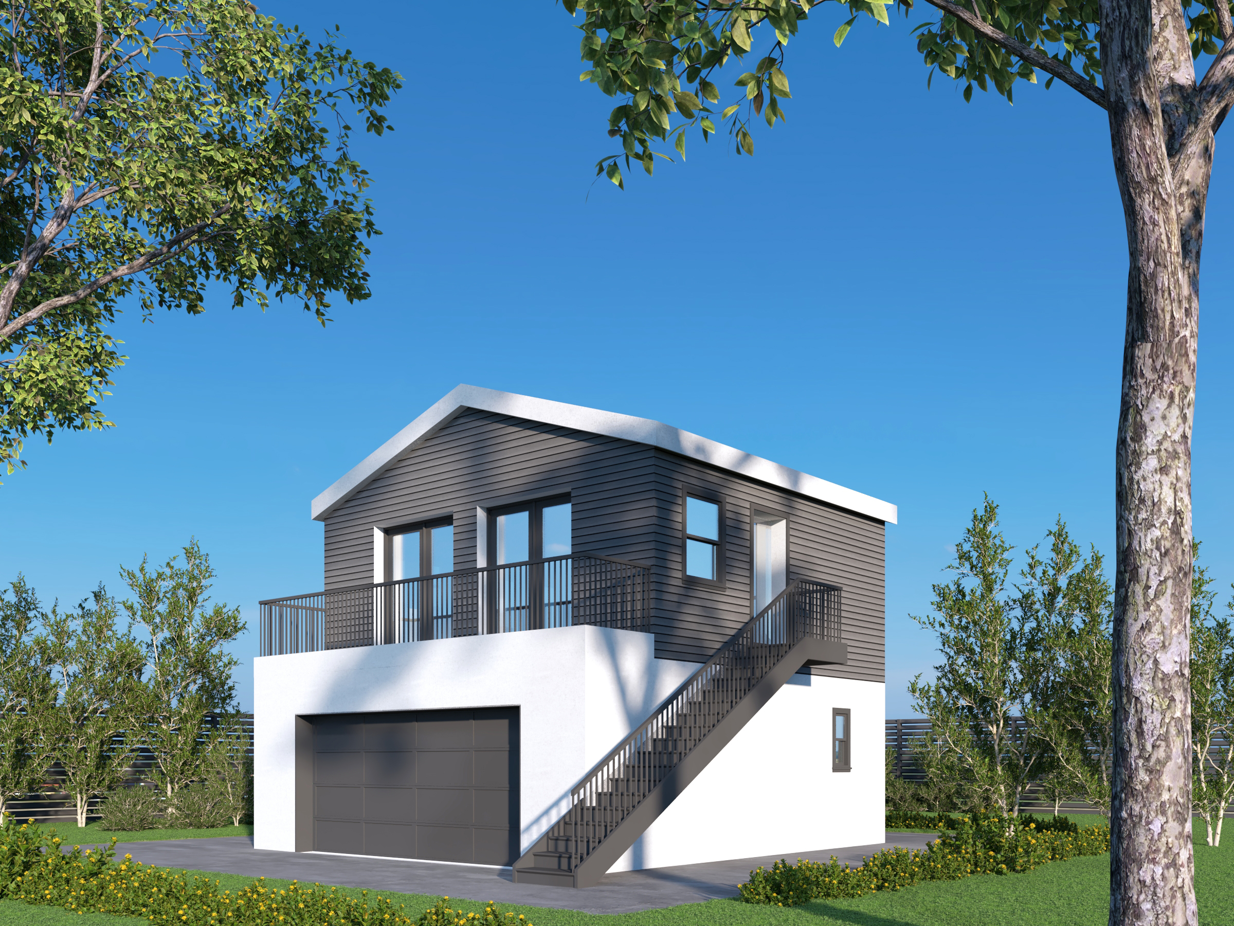 ADU ABOVE GARAGE (2-STORY)​